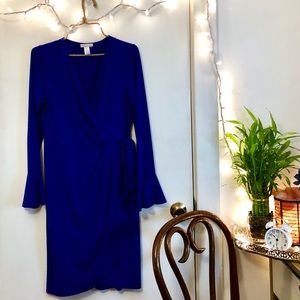 Blue Wrap Dress. NYC Boutique Rare Find!